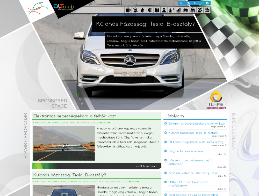 ALTmob hírportál RWD alkalmazásával.