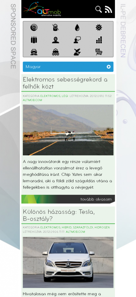 ALTmob weblap képe RWD használattal, mobilnézetben.<br />
