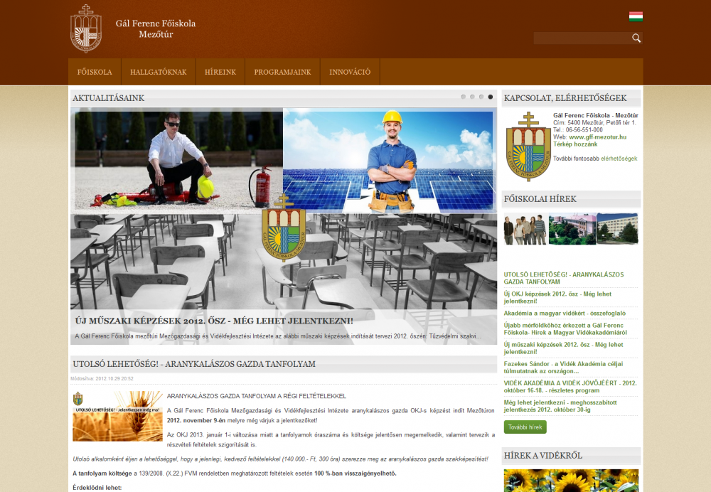 GFF honlapja reszponzív webdesign alkalmazásával