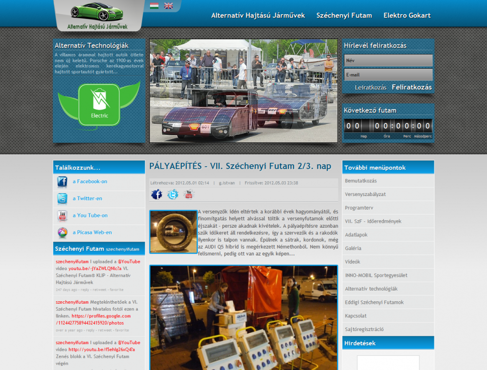 Széchenyi Futam weboldal képe