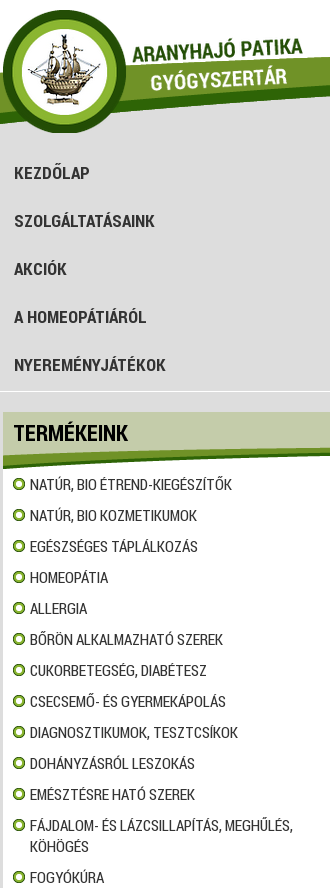 Aranyhajó mobil nézet