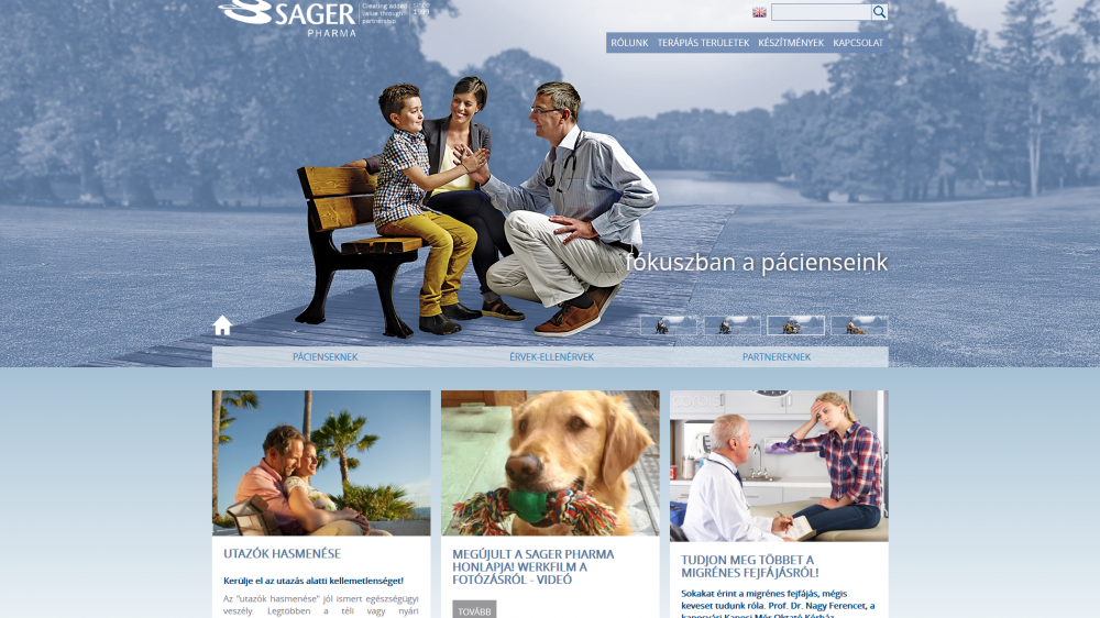 Sager Pharma weboldala hd nézetben