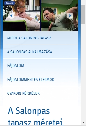 Salonpas (fajdalomcsokkentes.hu) weboldal mobil nézet