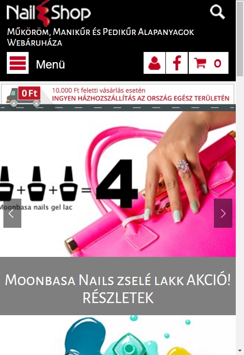 mukorombolt.hu weboldal mobil nézet