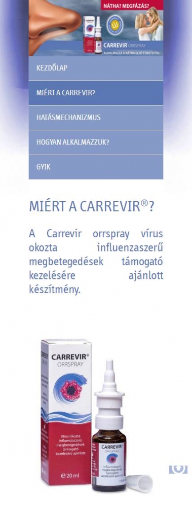 Carrevir (Sager Pharma) (http://carrevir.hu) - mobil nézet