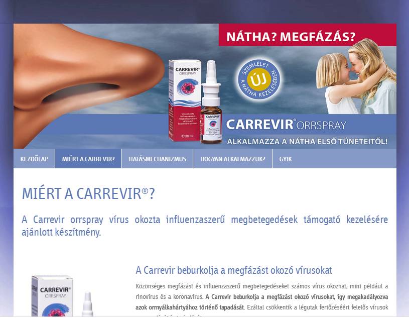 Carrevir (Sager Pharma) (http://carrevir.hu) - tablet nézet (fekvő)
