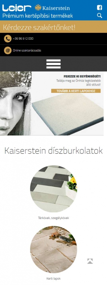 LEIER - Kaiserstein (https://kaiserstein.leier.hu) - mobil nézet