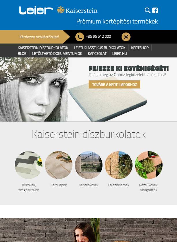 LEIER - Kaiserstein (https://kaiserstein.leier.hu) - tablet nézet (álló)