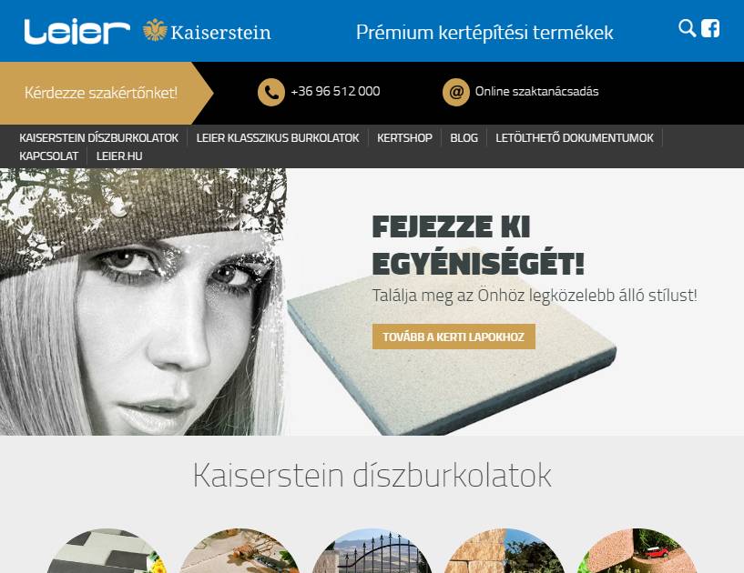 LEIER - Kaiserstein (https://kaiserstein.leier.hu) - tablet nézet (fekvő)