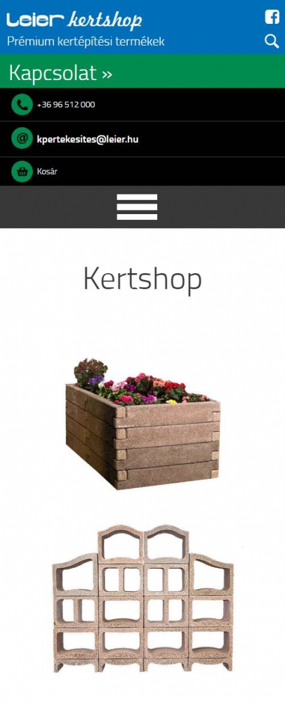 LEIER Kertshop (https://kertshop.leier.hu) - mobil nézet