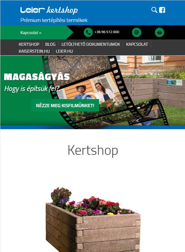 LEIER Kertshop (https://kertshop.leier.hu) - tablet nézet (álló)