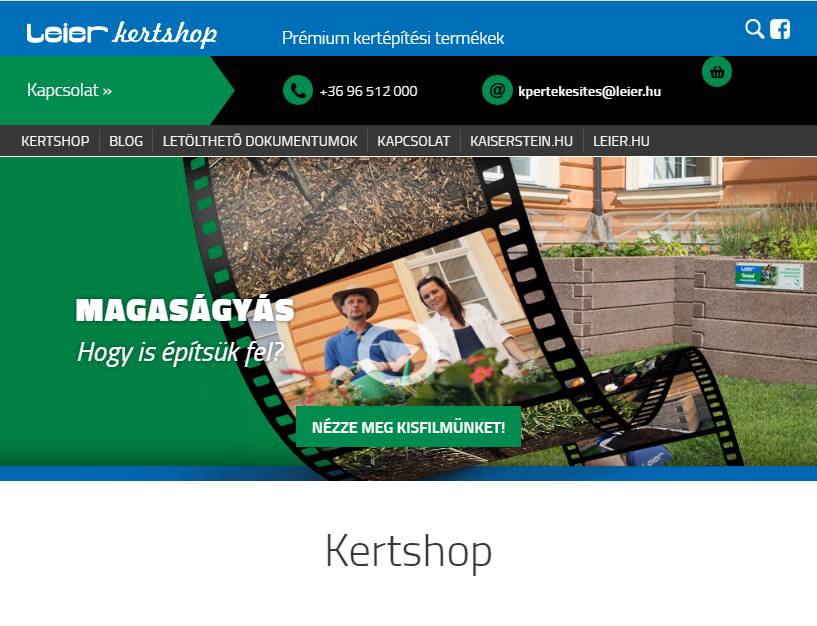 LEIER Kertshop (https://kertshop.leier.hu) - tablet nézet (fekvő)