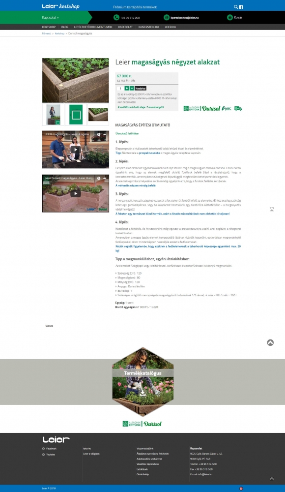 LEIER Kertshop (https://kertshop.leier.hu) - terméklap