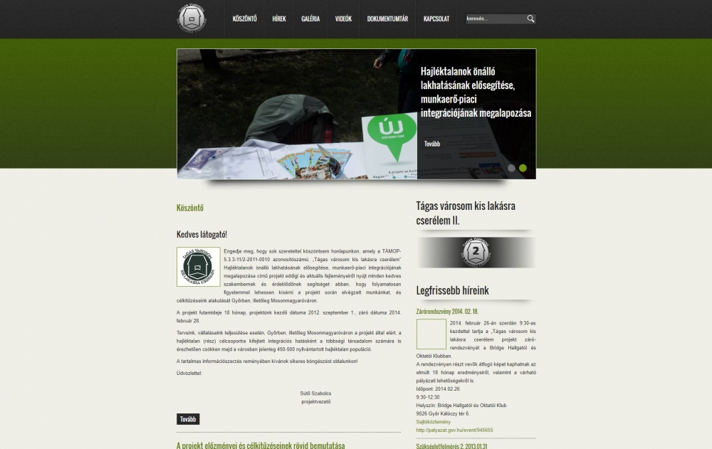 Hajléktalanokat Segítő Szolgálat (http://lem-gyor.hu/kezdolap) - monitor nézet