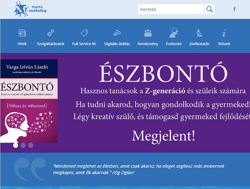 Manta Marketing (http://www.mantamarketing.hu) - tablet nézet (fekvő)