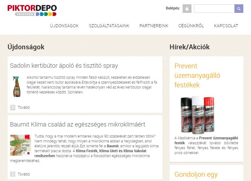 Piktor Depo Kft. (https://www.piktordepo.hu) - tablet nézet (fekvő)