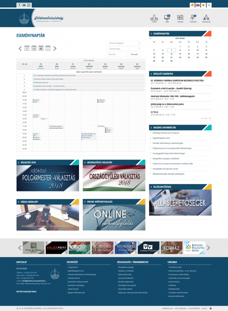Hódmezővásárhely város honlapja (https://www.hodmezovasarhely.hu) - multisite eseménynaptár