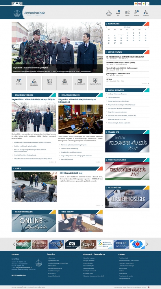Hódmezővásárhely város honlapja (https://www.hodmezovasarhely.hu) - teljes főoldal