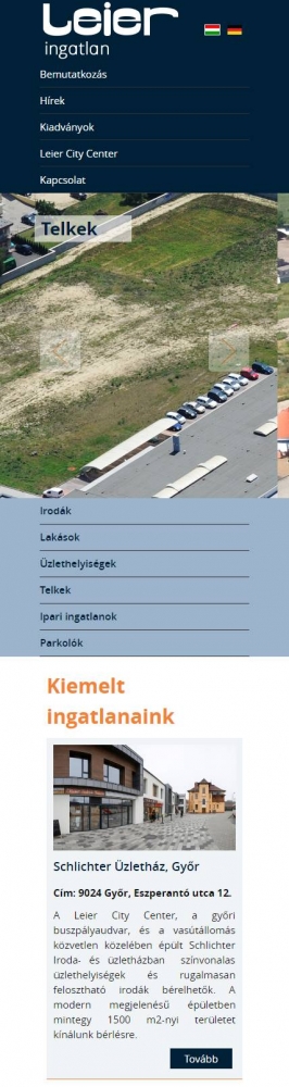 Leier Ingatlan (http://www.leieringatlan.hu) - mobil nézet