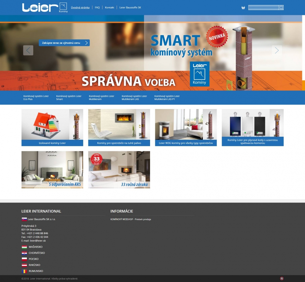 LEIER kéményshop (szlovákia) (http://kominy.leier.sk) - teljes főoldal
