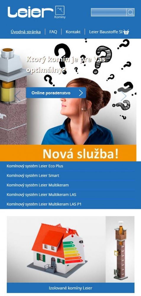 LEIER kéményshop (szlovákia) (http://kominy.leier.sk) - mobil nézet