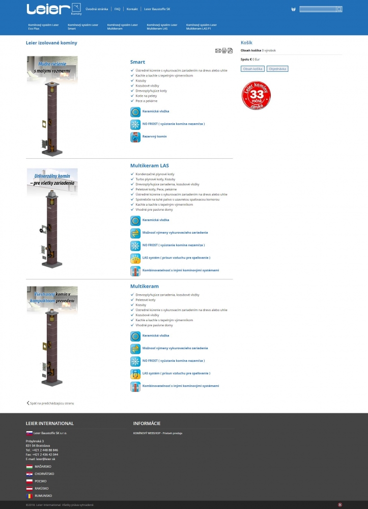 LEIER kéményshop (szlovákia) (http://kominy.leier.sk) - termékek