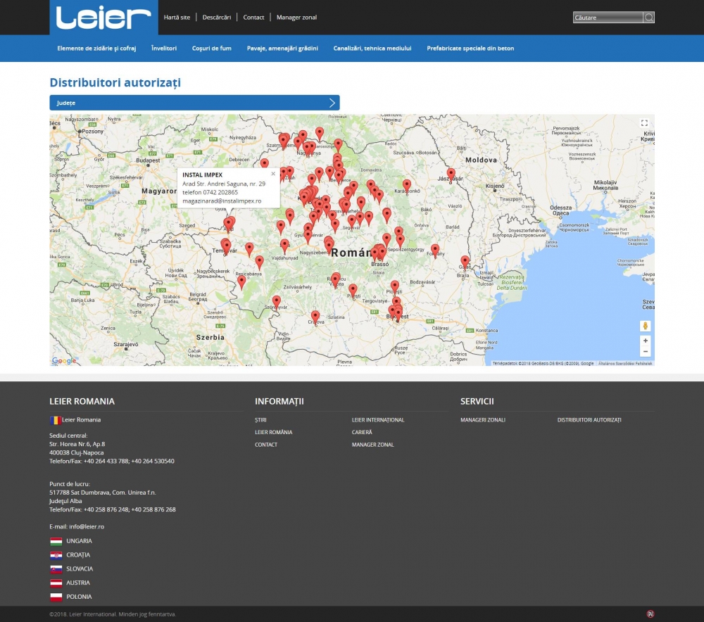LEIER (románia) (http://www.leier.ro) - viszonteladói térkép