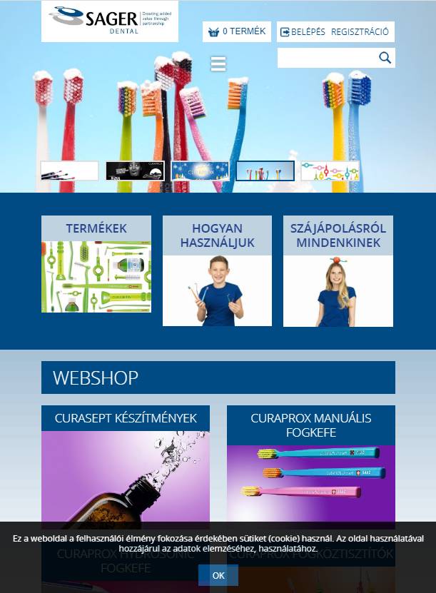 Sager Dental (Sager Pharma) (https://www.sagerdental.hu) - tablet nézet (álló)