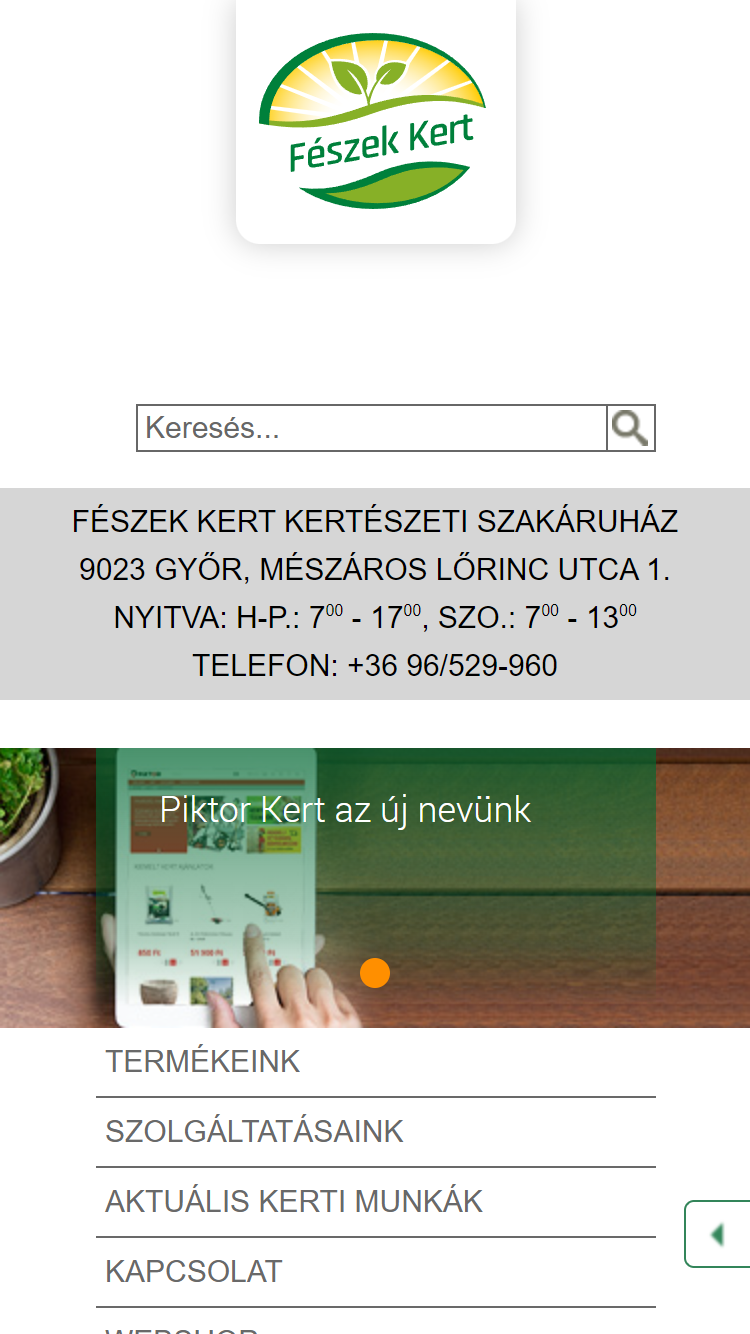 Fészek Kert (https://www.feszekkert.hu/) - Mobil nézet