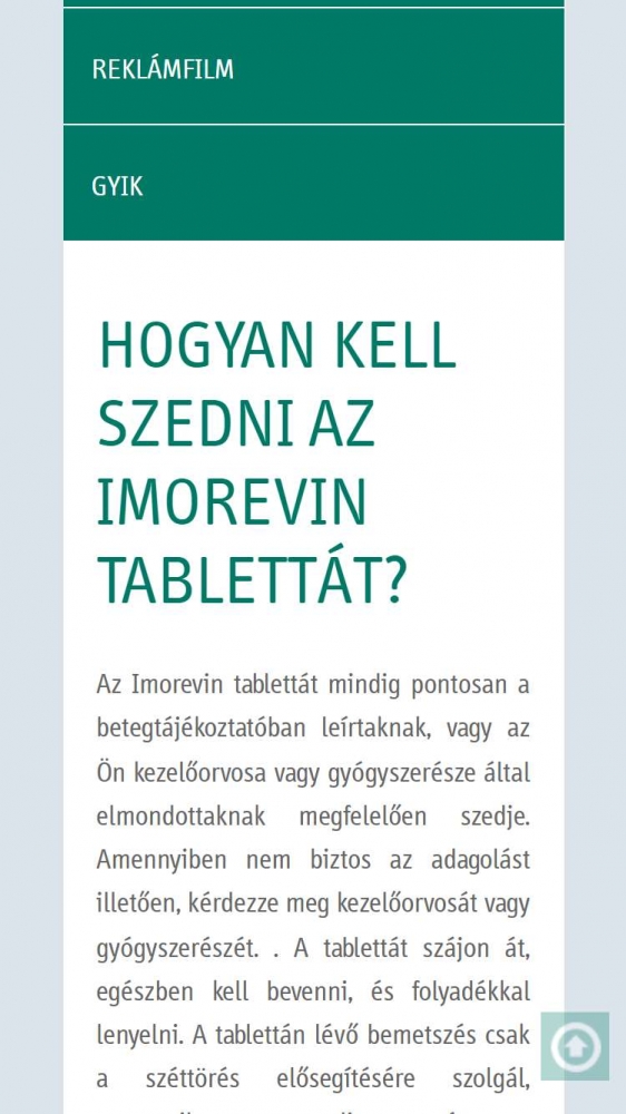 Imorevin  (https://imorevin.hu/) Mobil nézet