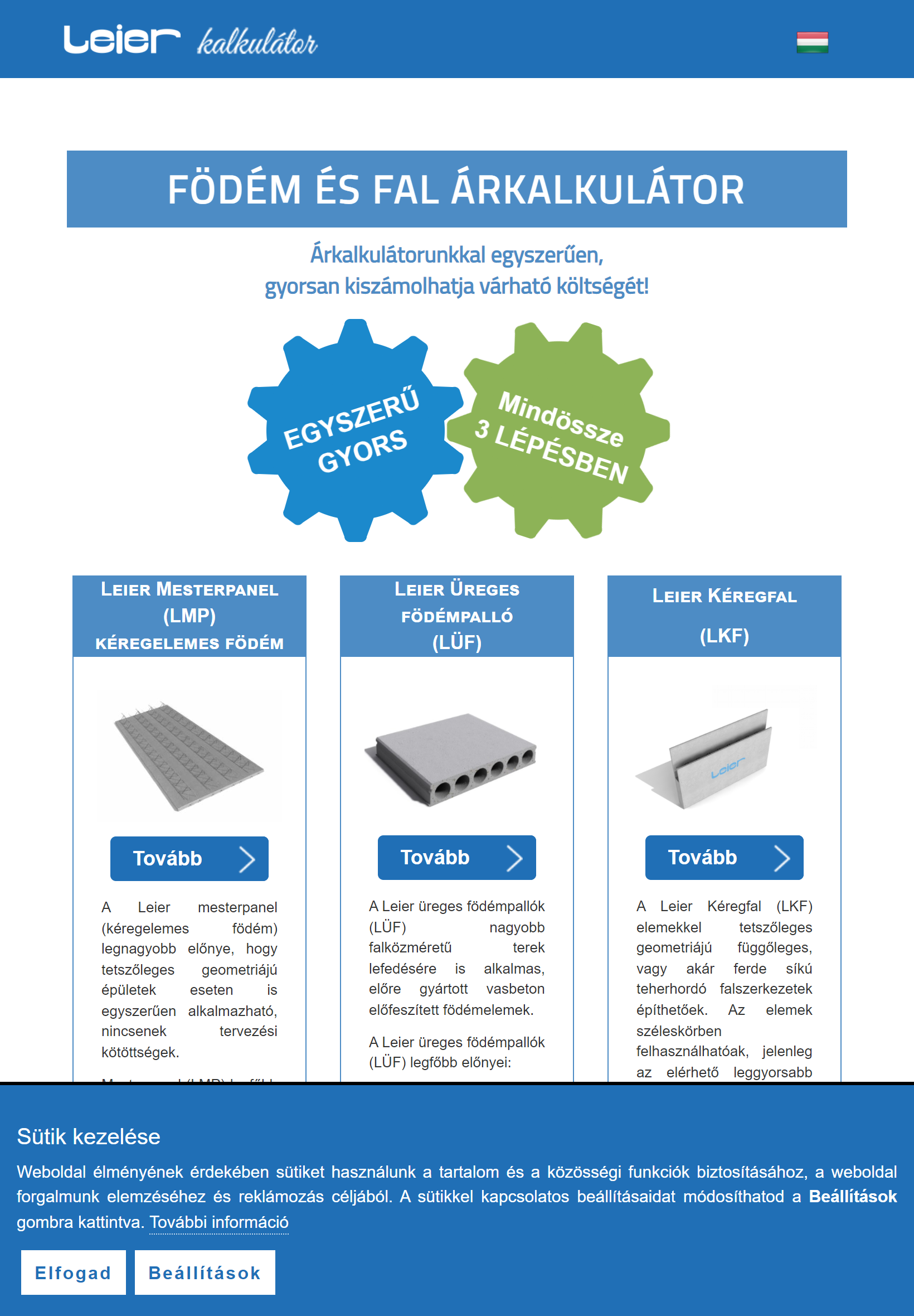 Leier Hungária Kft. (https://www.leier.hu/) - Tablet nézet
