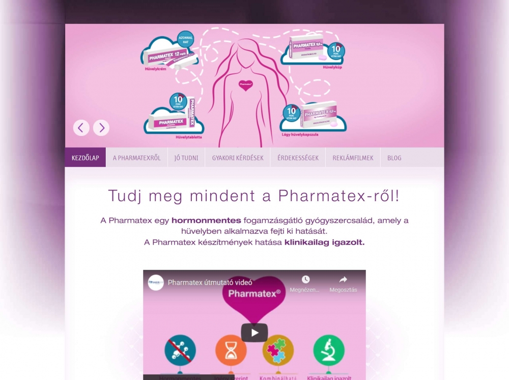 Pharmatex weboldal (https://pharmatex.hu/) -  Kezdőlap