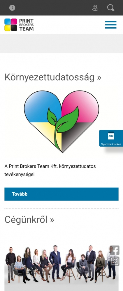 Print Brokers Team Kft. (https://www.printbrokersteam.hu/home) - Mobil nézet