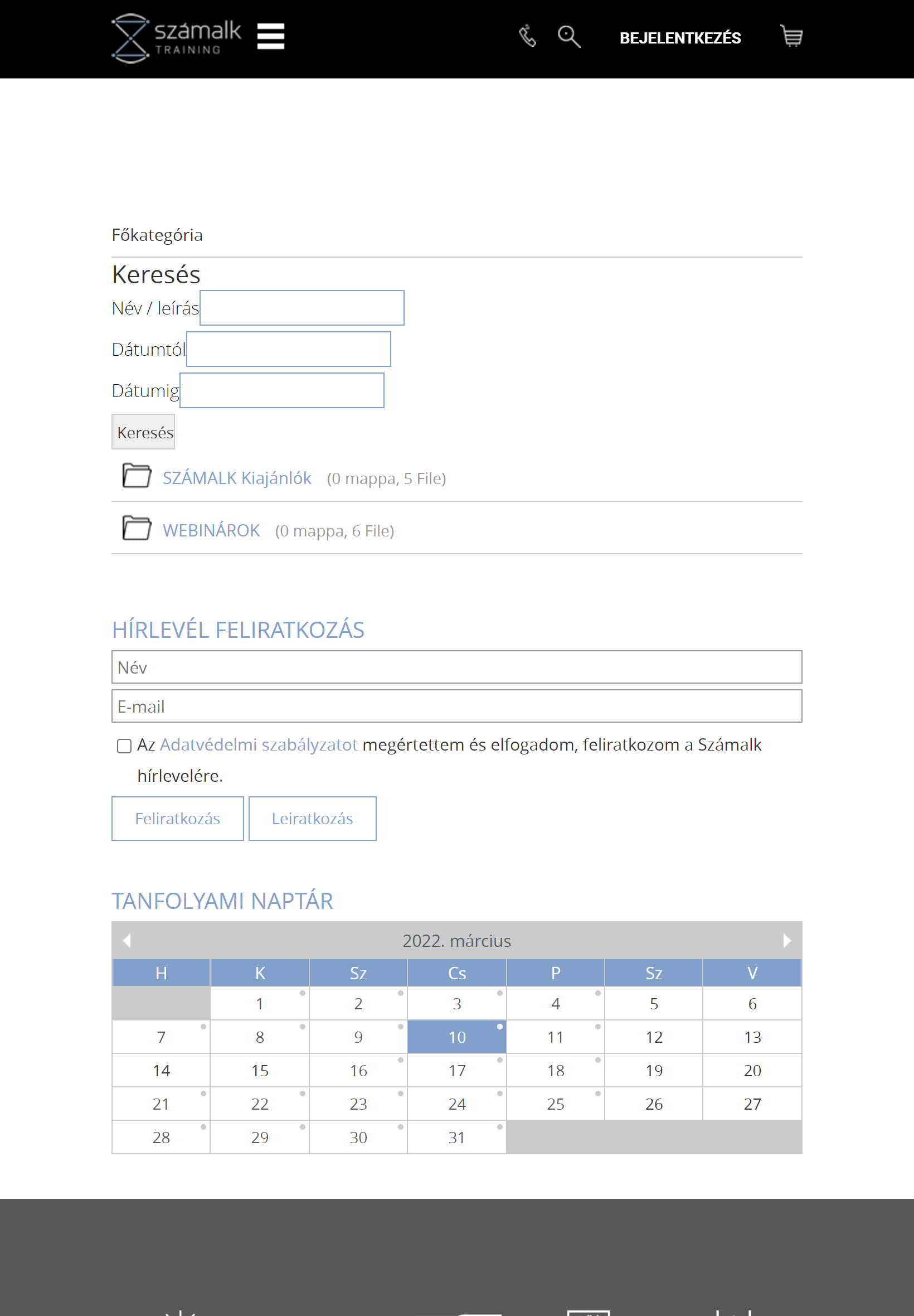 Számalk Oktatási és Informatikai Zrt. (https://szamalk.hu/) - Tablet nézet