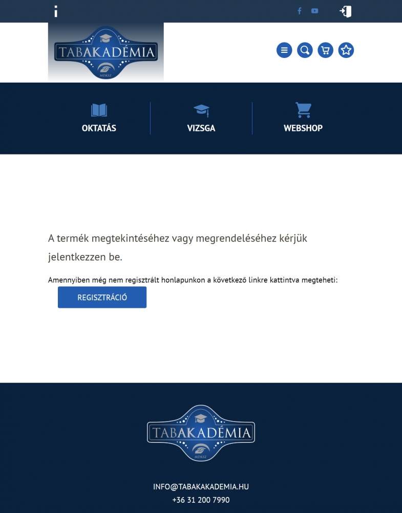 Tabakakadémia (https//:www.tabakakademia.hu) Tablet nézet
