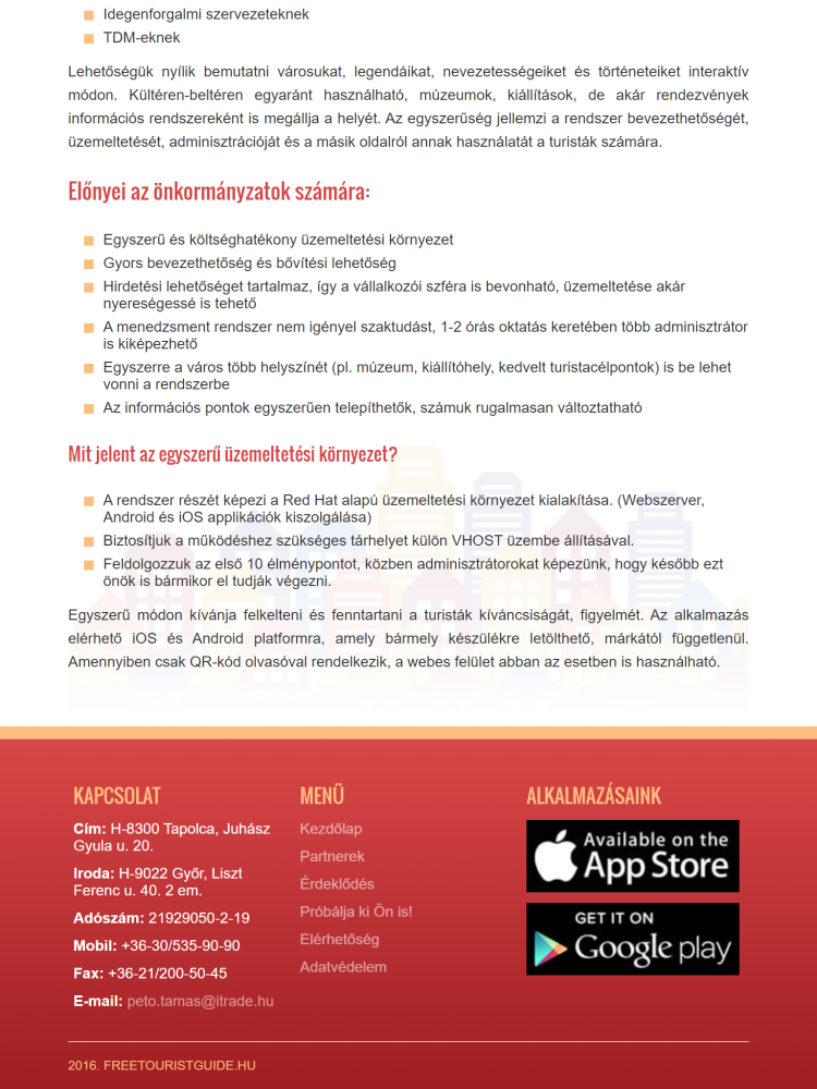 Free Tourist Guide (http://www.freetouristguide.hu/kezdolap) - Tablet nézet