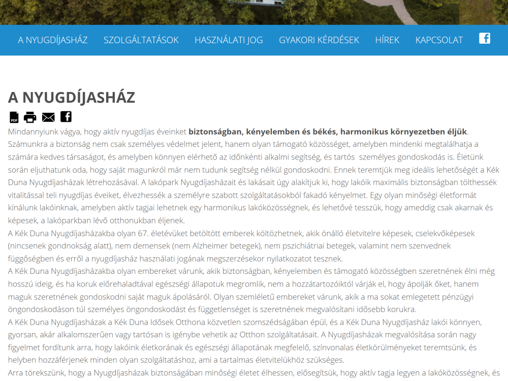 Kék Duna Otthon (https://kekdunanyugdijashazak.hu/kezdolap) - Tablet fekvő nézet