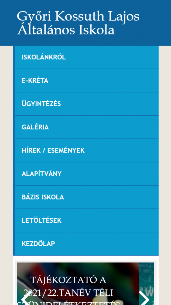 Győri Kossuth Lajos Általános Iskola (http://kossuthgyor.hu/kezdolap) - Mobil nézet