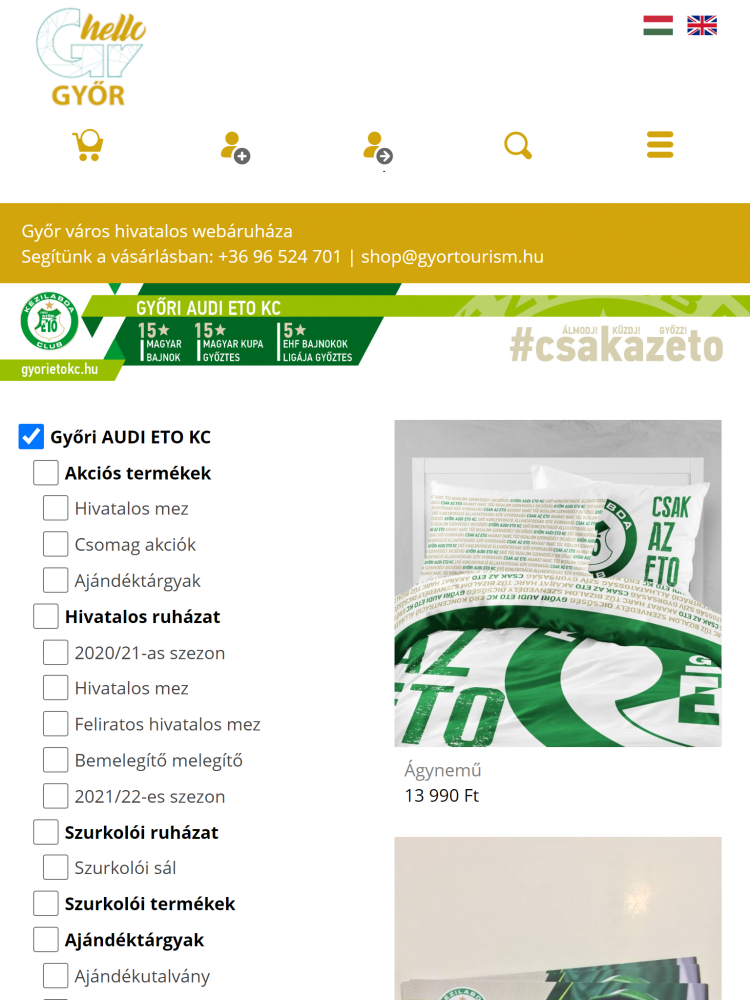 Győr Projekt Kft. - Hello Győr (https://shop.hellogyor.hu/kezdolap) - Tablet álló nézet