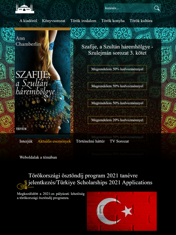 Trivium Kiadó - Szulejmán (http://www.szulejman.hu/kezdolap) - Tablet álló nézet