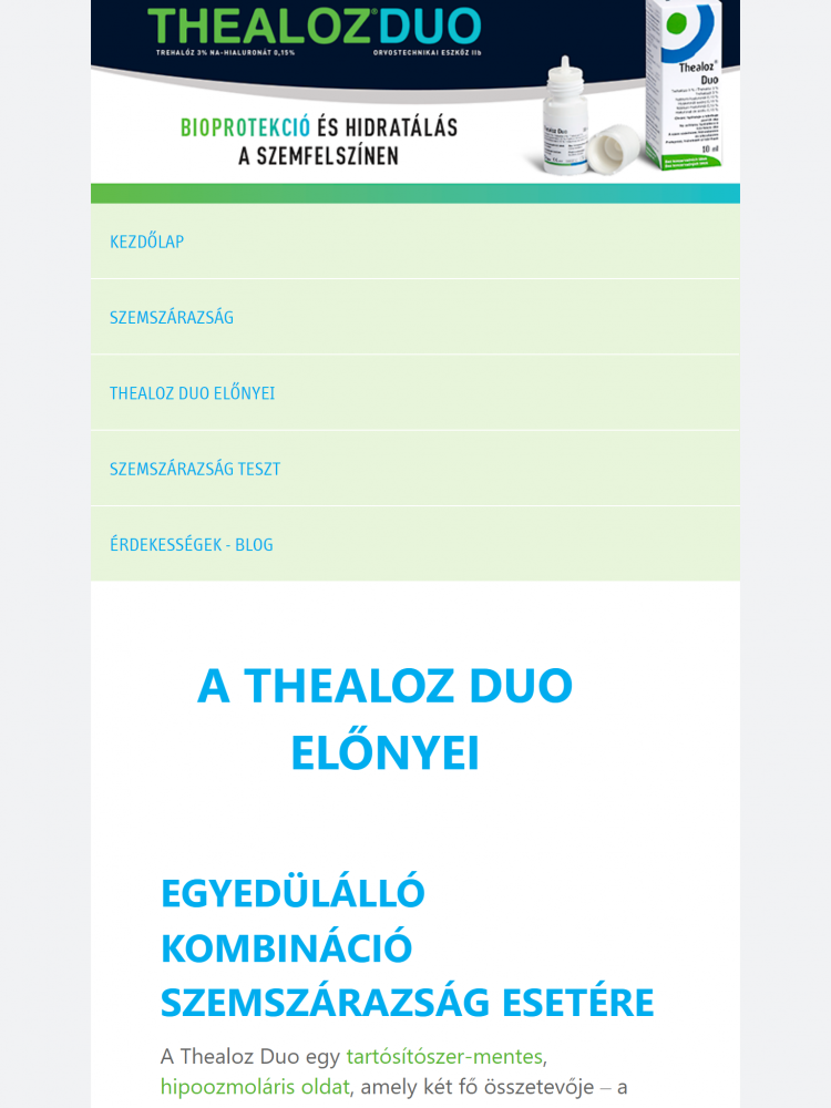 Sager Pharma - Thealoz Duo (https://thealozduo.hu/kezdolap) Tablet álló nézet
