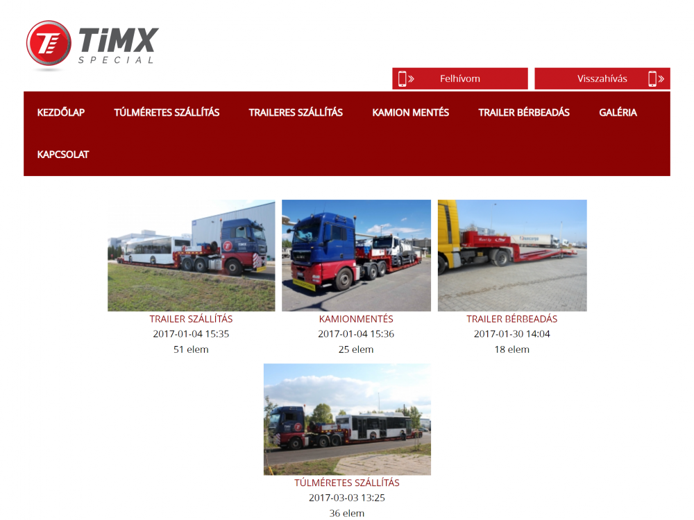 Timx Special Kft. (http://timxspecial.hu/kezdolap) - Tablet fekvő nézet