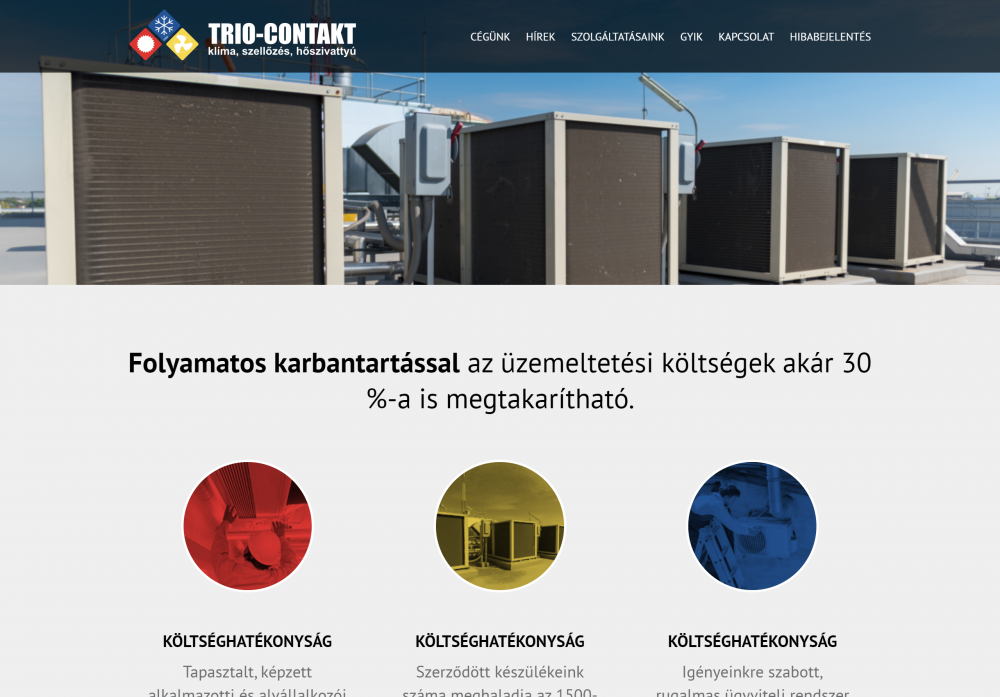 Trio-Contakt Kft. (https://trio-contakt.hu/kezdolap) -  Ipari klimatizálás oldal