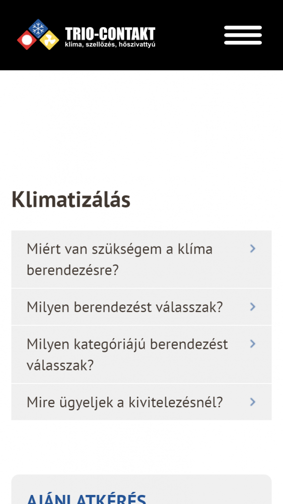 Trio-Contakt Kft. (https://trio-contakt.hu/kezdolap) -  Mobil nézet