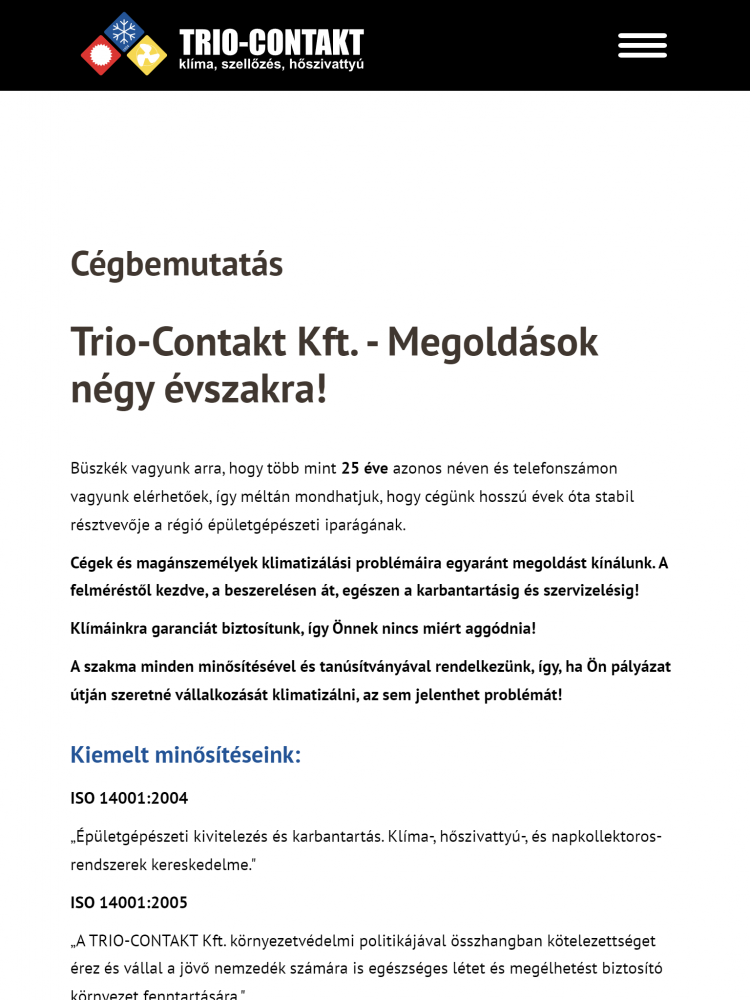 Trio-Contakt Kft. (https://trio-contakt.hu/kezdolap) -  Tablet álló nézet