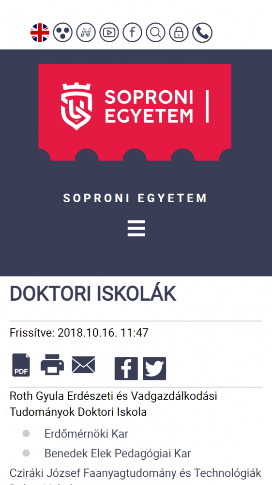 Soproni Egyetem (http://uni-sopron.hu/) Mobil nézet