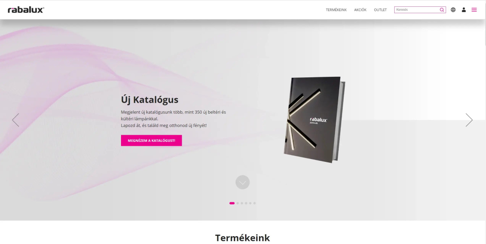Rábalux Zrt. webkatalógus és B2B webáruház - főoldal slider rész