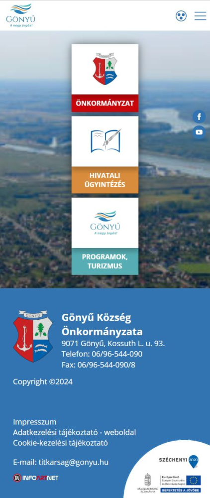 Gönyű község weboldala mobil-nézetben